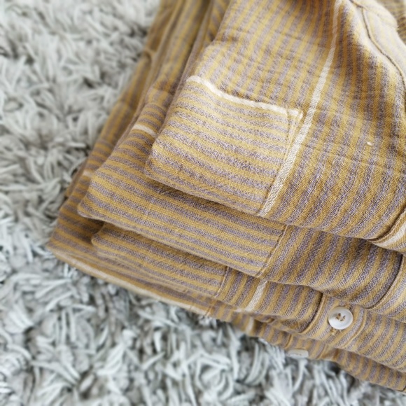 Fall Mustard Stripe Tunic Shirt Leggings Button Up Top Women’s Long Tops - Picture 8 of 8